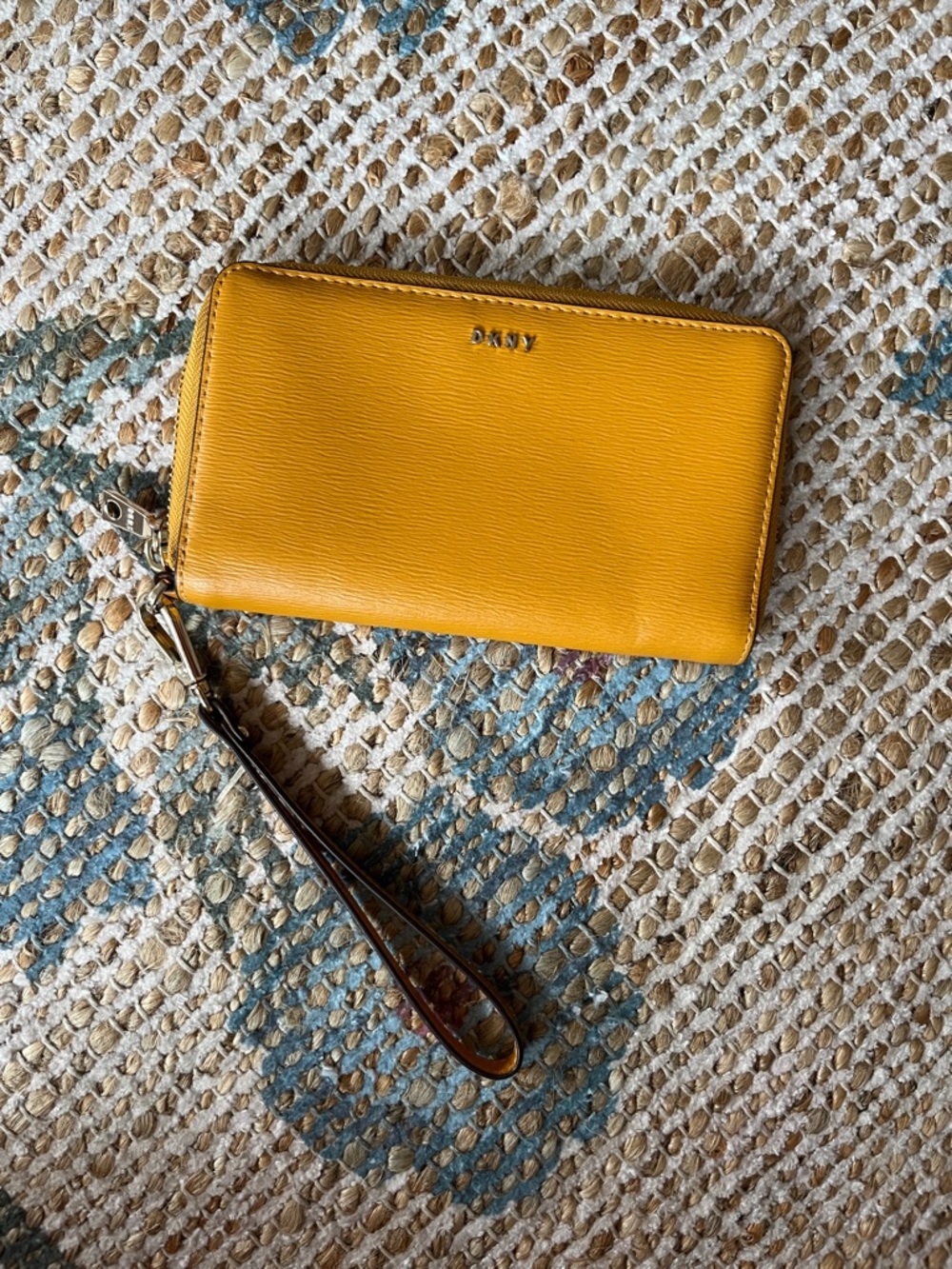 DKNY Mustard Leather Accordion Card Wallet